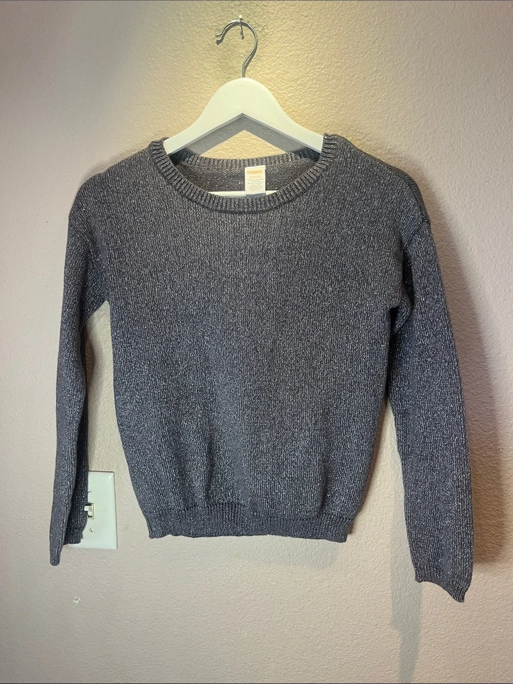 Gymboree Girl’s Silver Gray Sparkly Sweater Size Large 10-12
